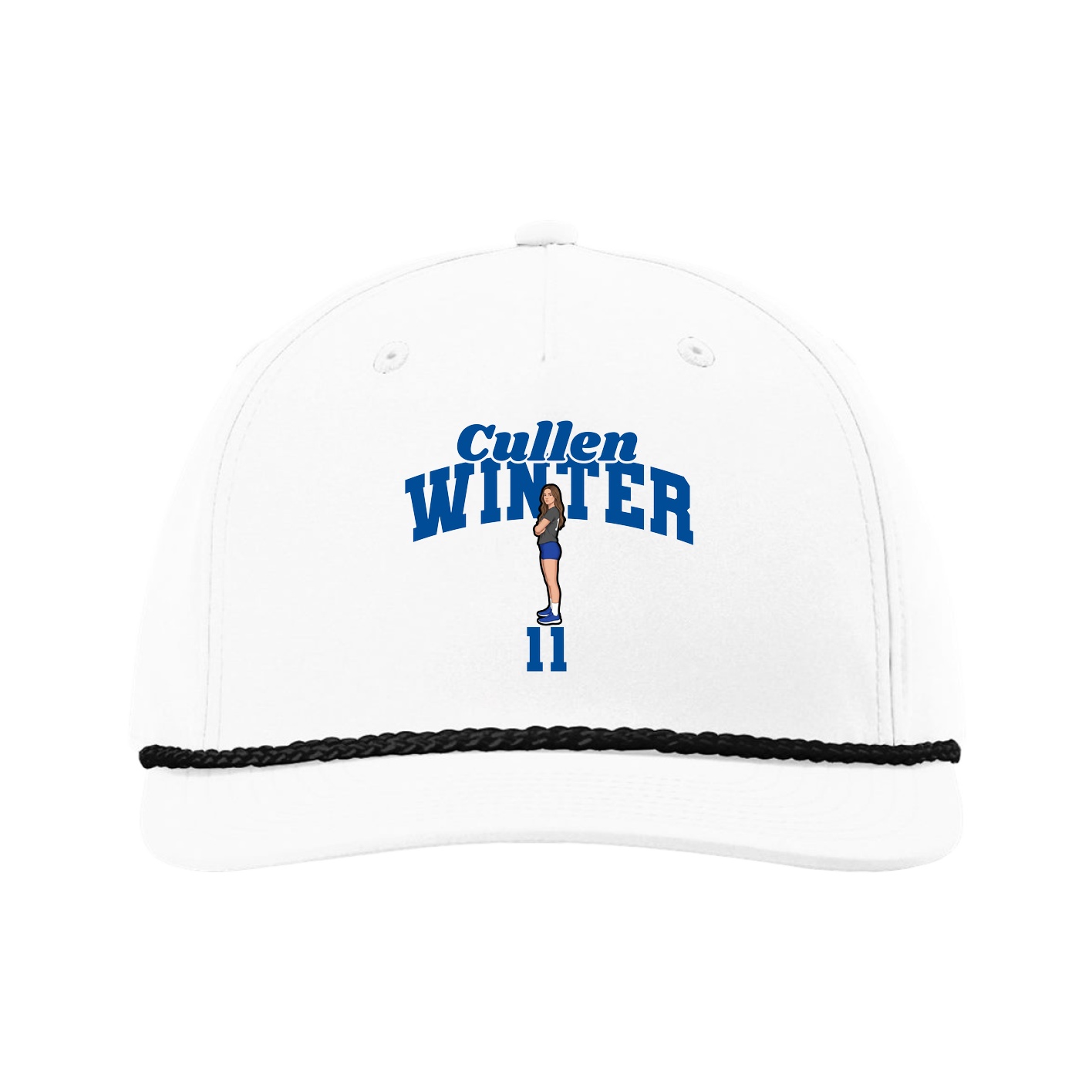 Five-Panel Classic Rope Cap — Signature Arch in White