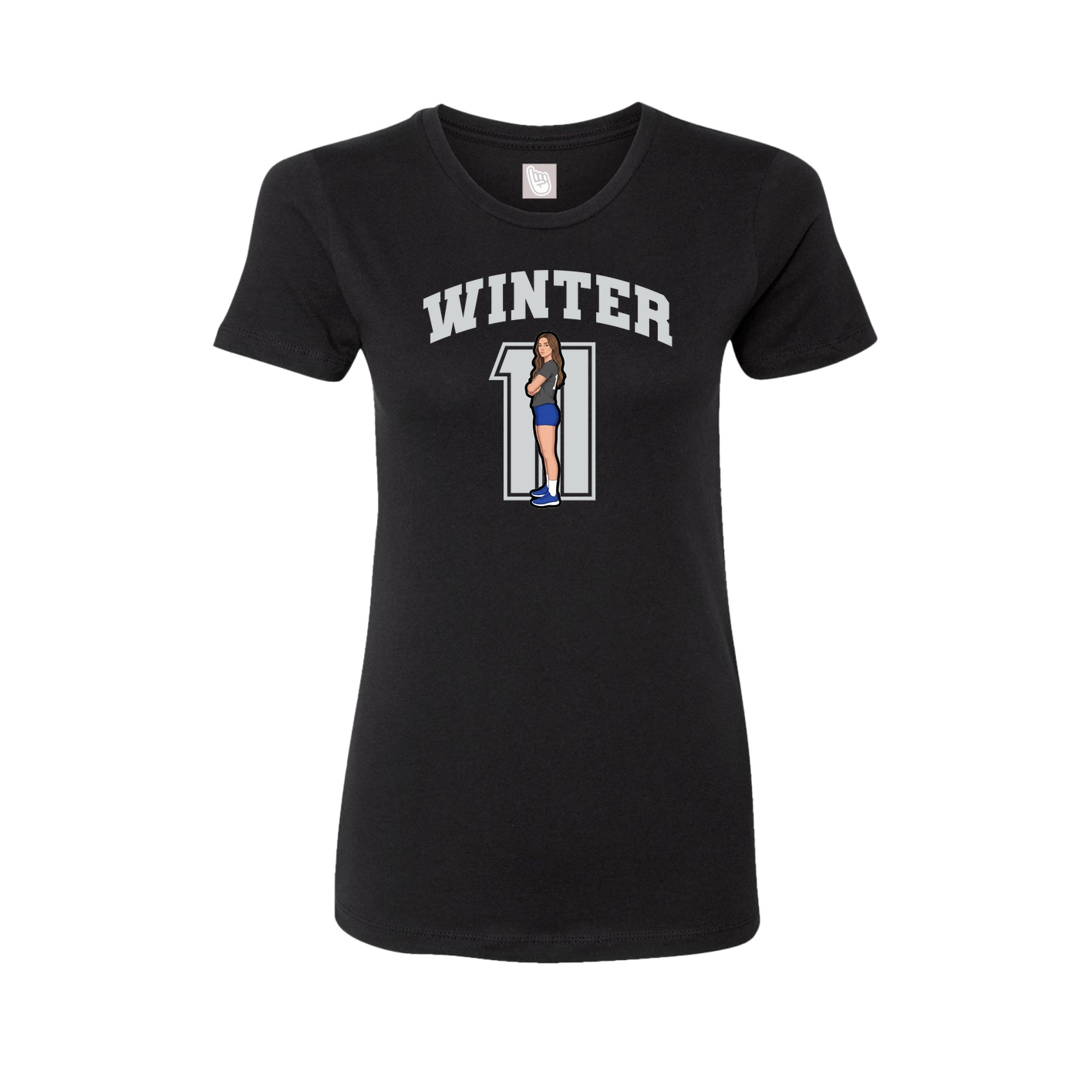 Fitted Women's Tee — Number in Black