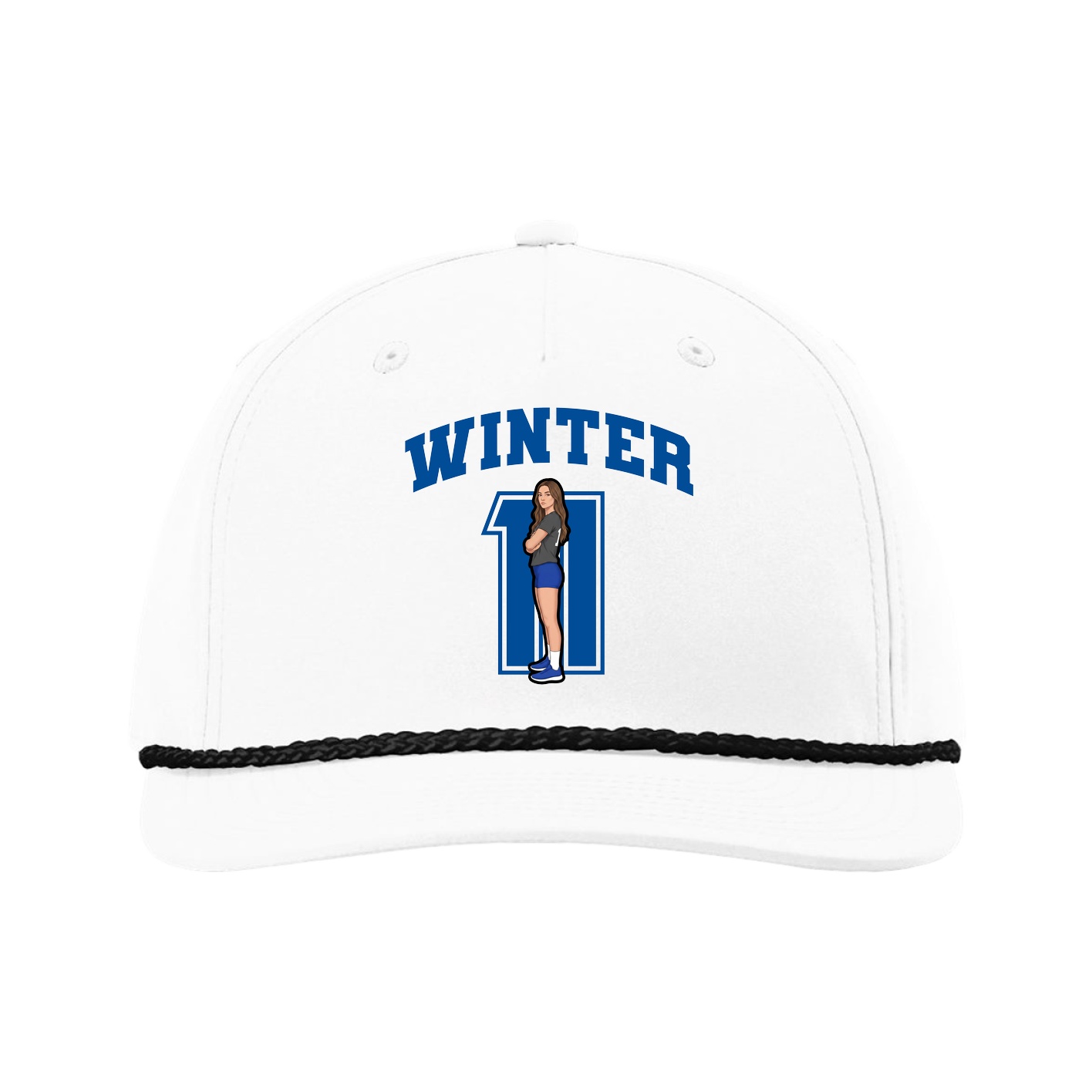Five-Panel Classic Rope Cap — Number in White