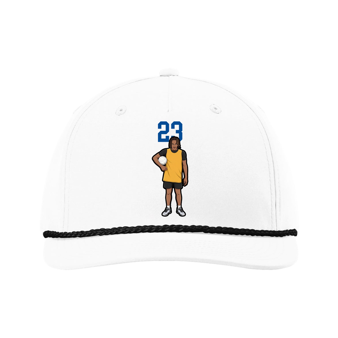Five-Panel Classic Rope Cap — Number Top in White