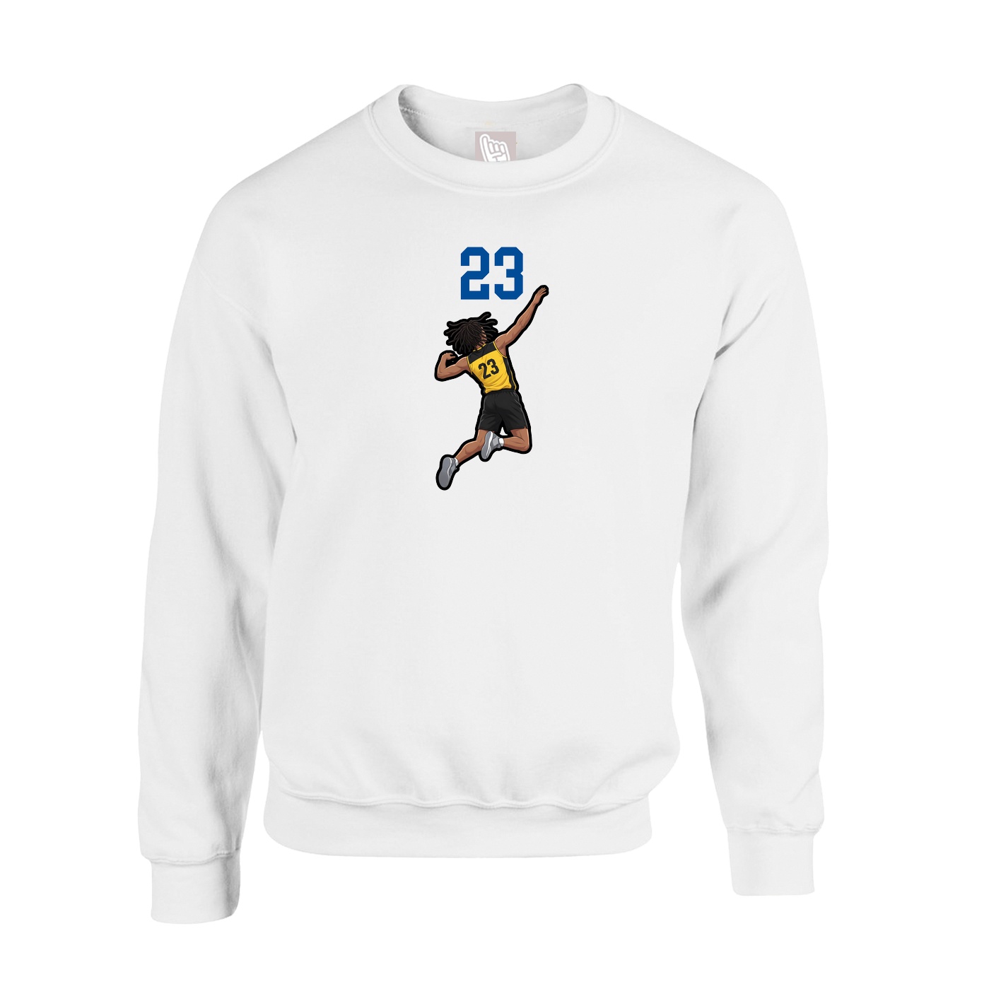 Fleece Crew — Number Top in White