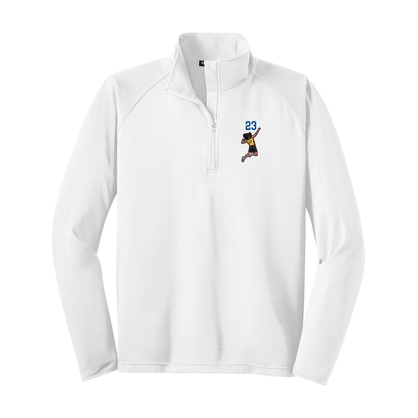 Q-Zip Pullover — Number Top in White