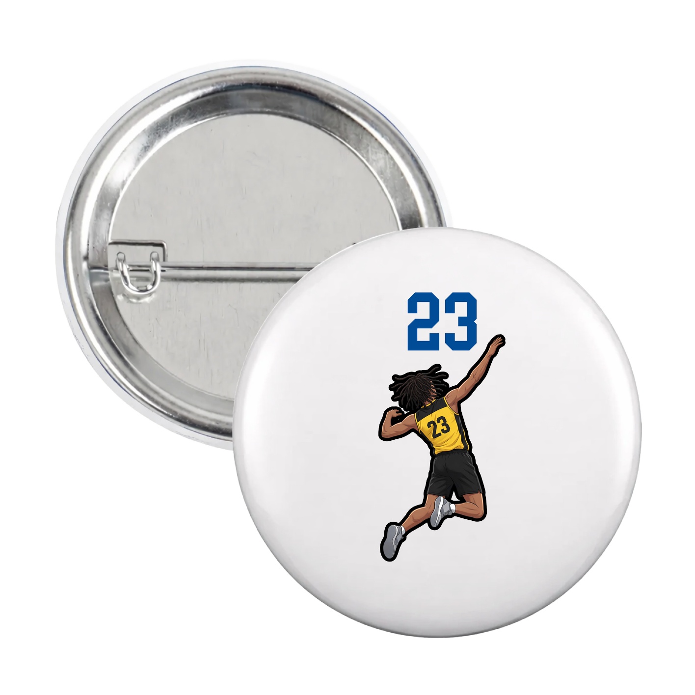 Game Day Button — Number Top in White