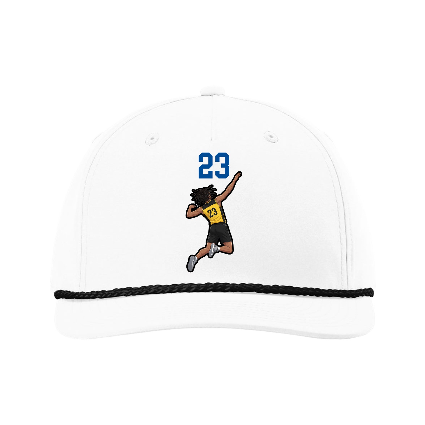 Five-Panel Classic Rope Cap — Number Top in White