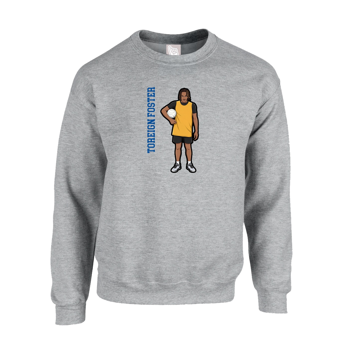 Fleece Crew — Name Vertical in Grey