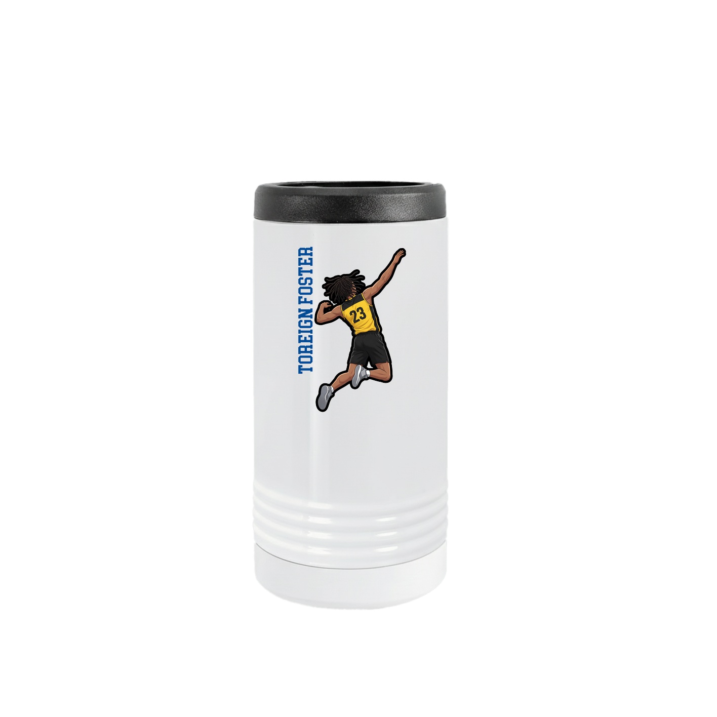 Slim Beverage Holder — Name Vertical in White