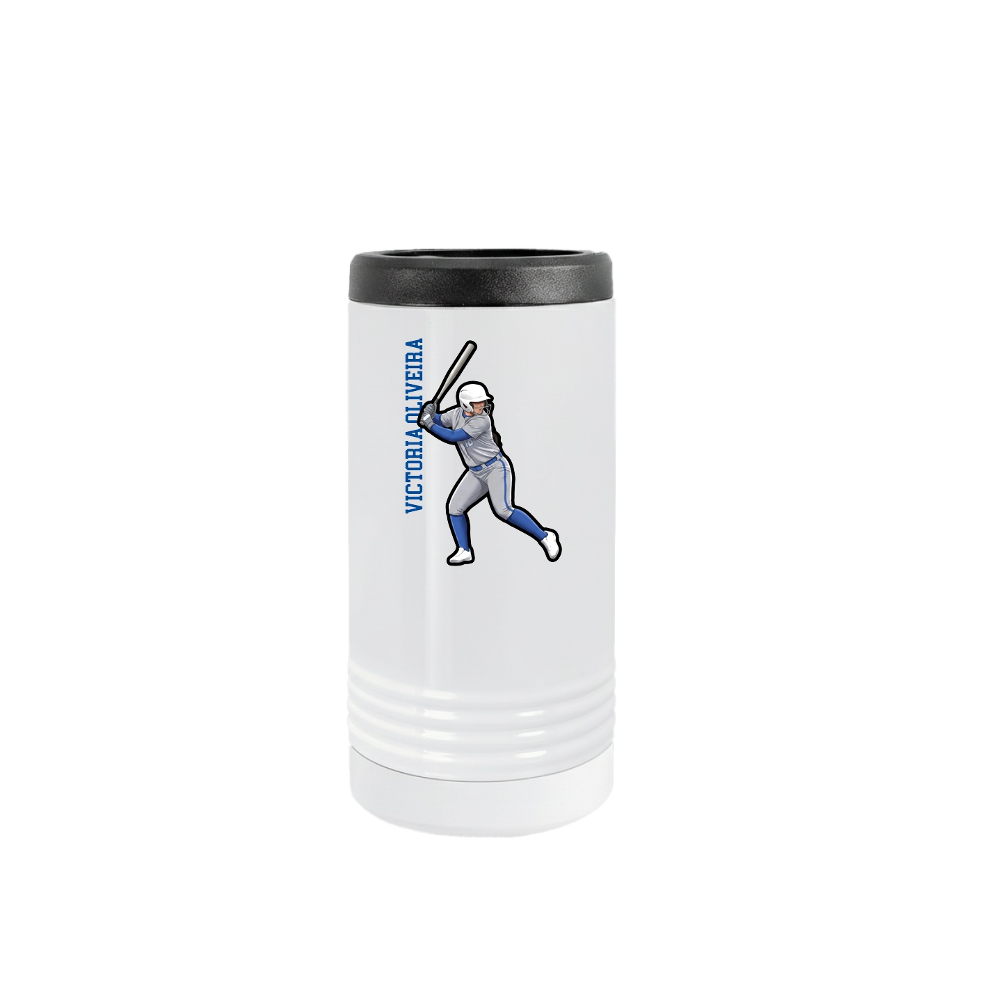 Slim Beverage Holder — Name Vertical in White