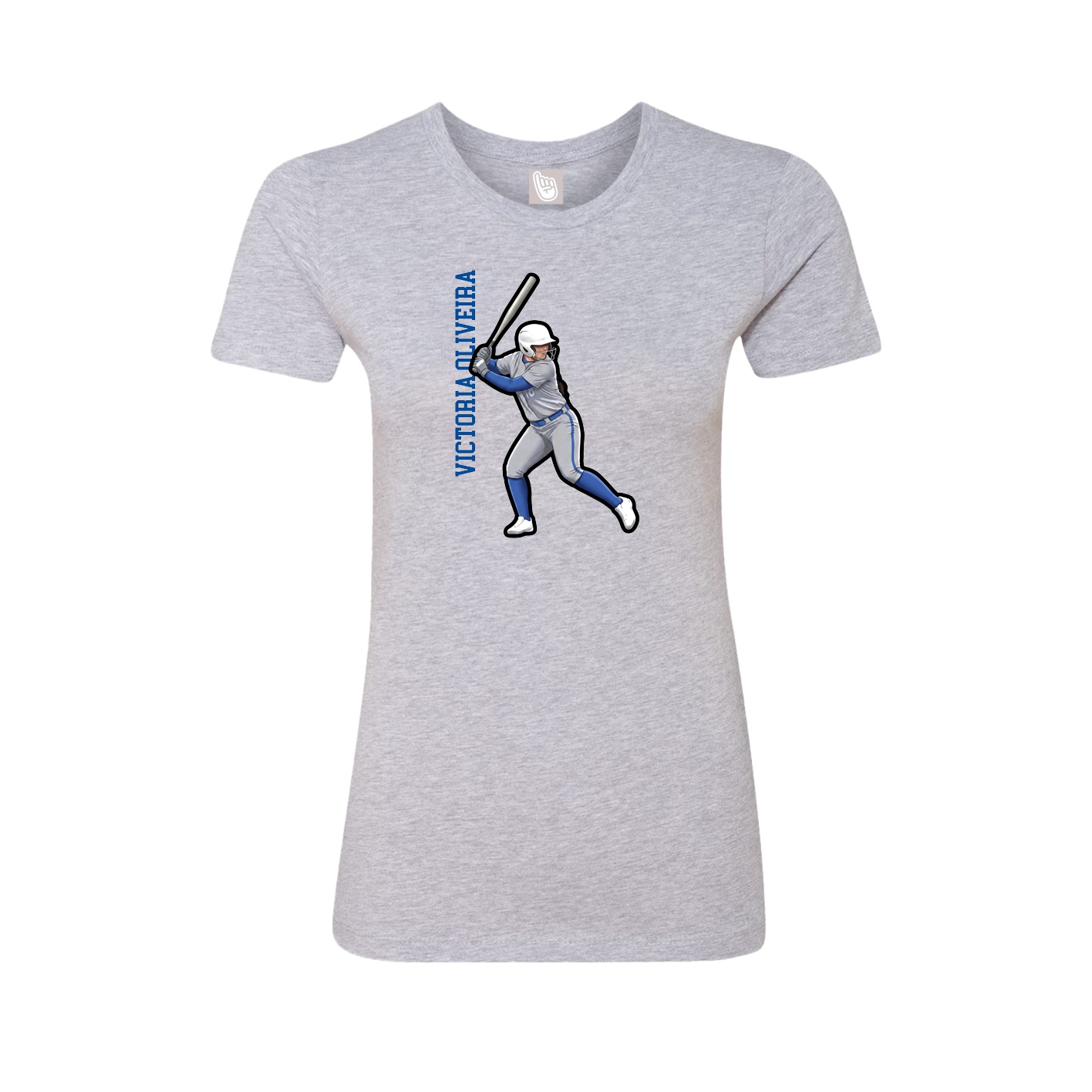 Fitted Women's Tee — Name Vertical in Grey