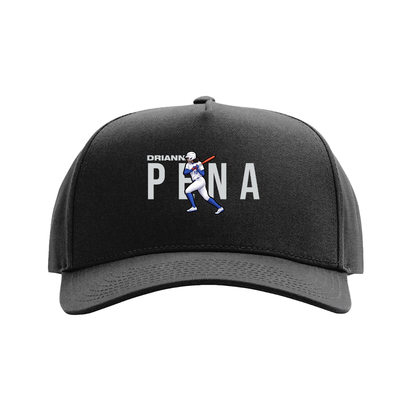 Full Fabric Five-Panel Champ Cap — Player Name in Black
