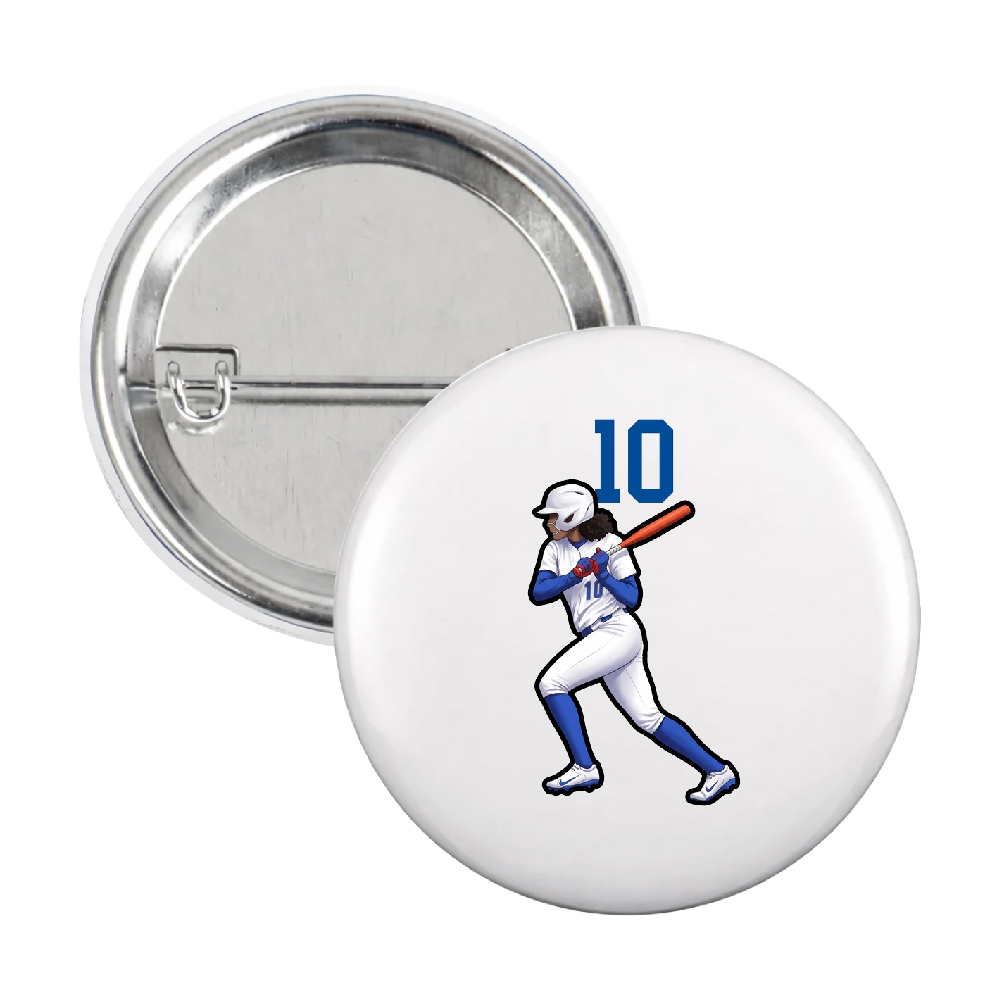 Game Day Button — Number Top in White