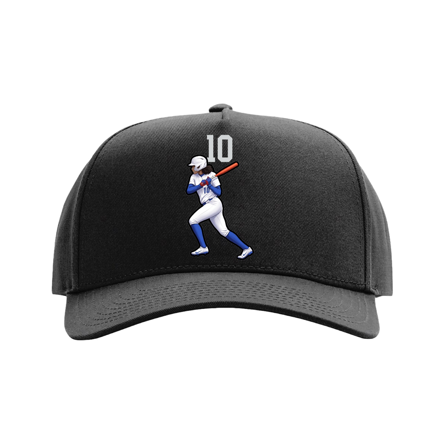 Full Fabric Five-Panel Champ Cap — Number Top in Black