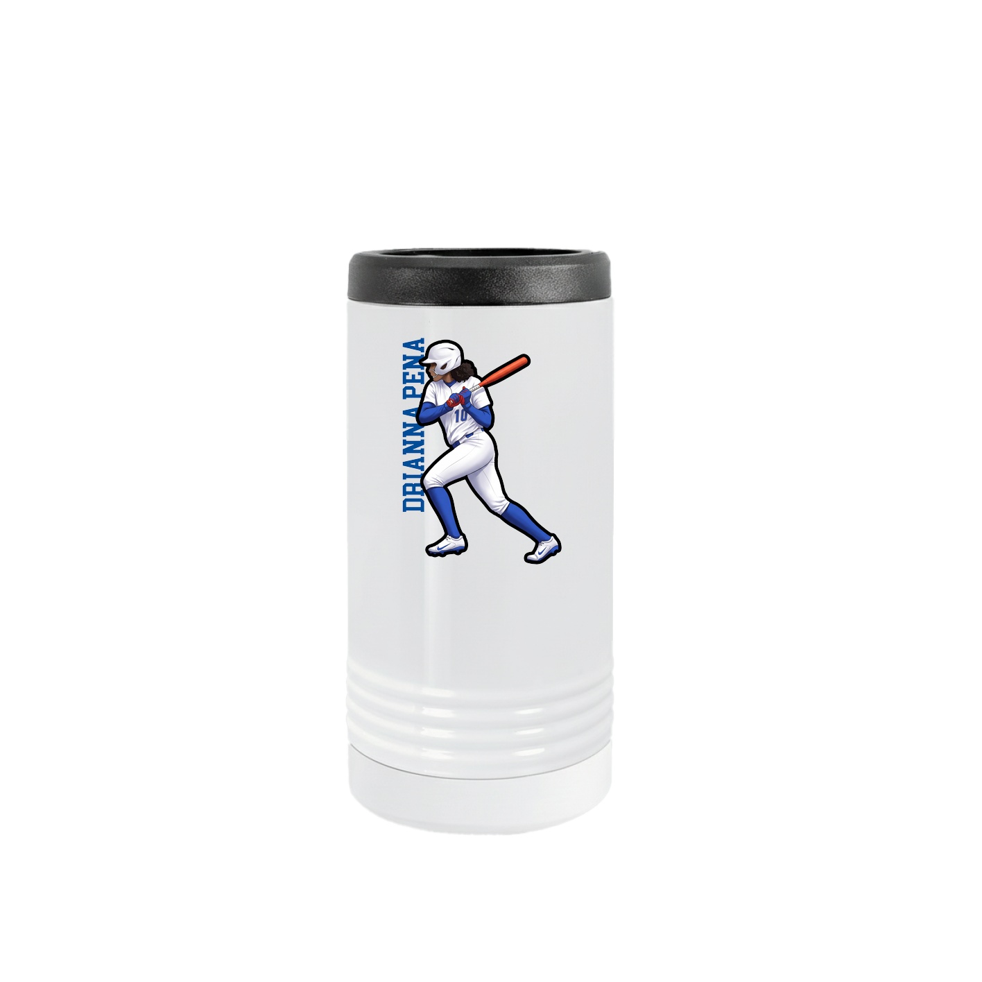 Slim Beverage Holder — Name Vertical in White
