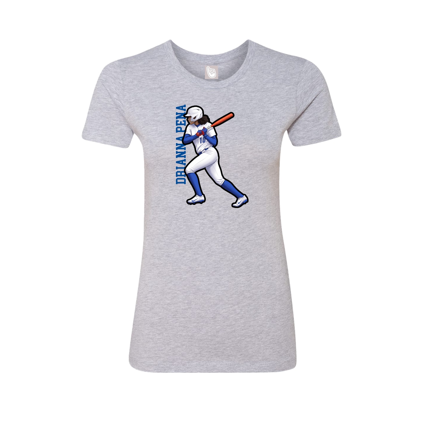 Fitted Women's Tee — Name Vertical in Grey