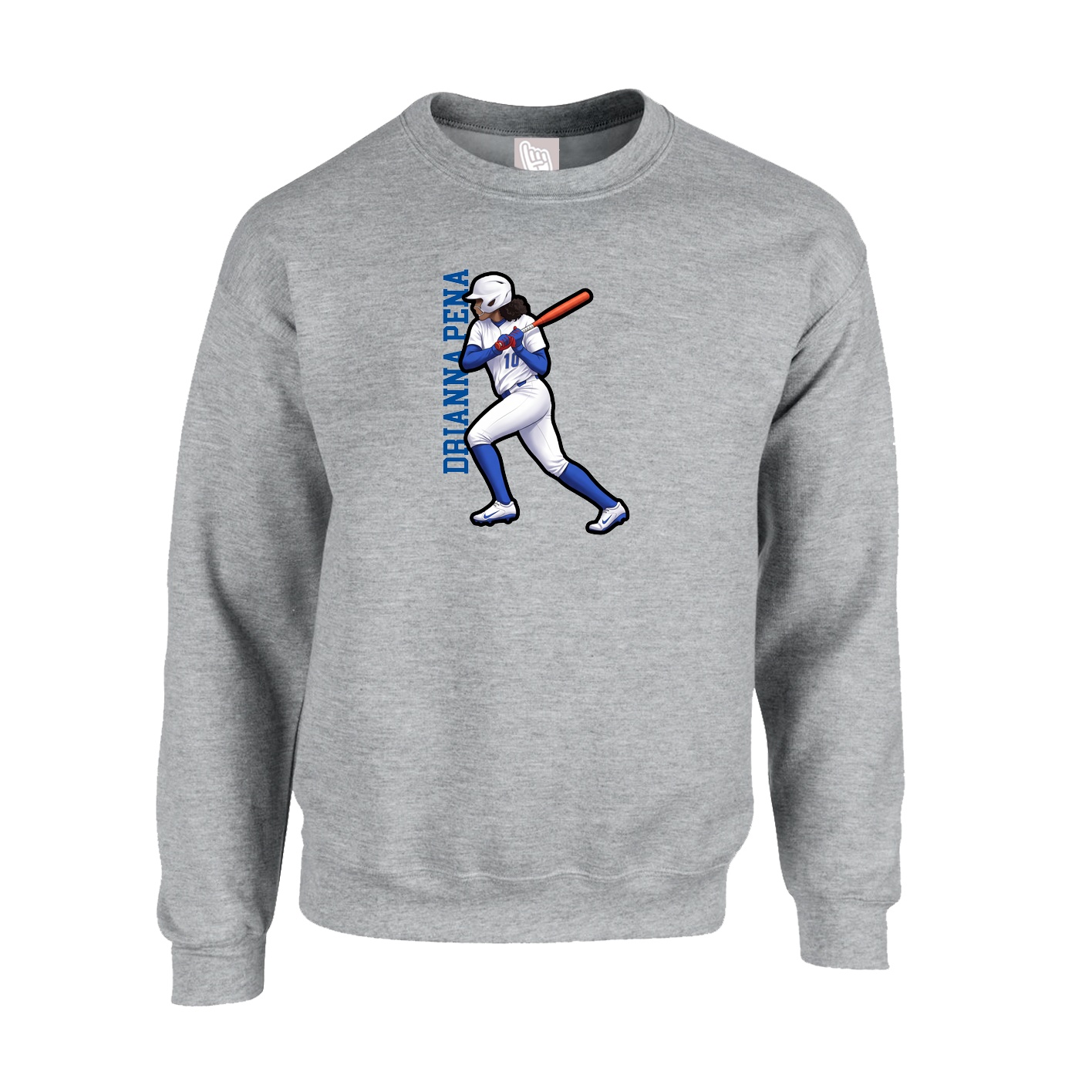 Fleece Crew — Name Vertical in Grey