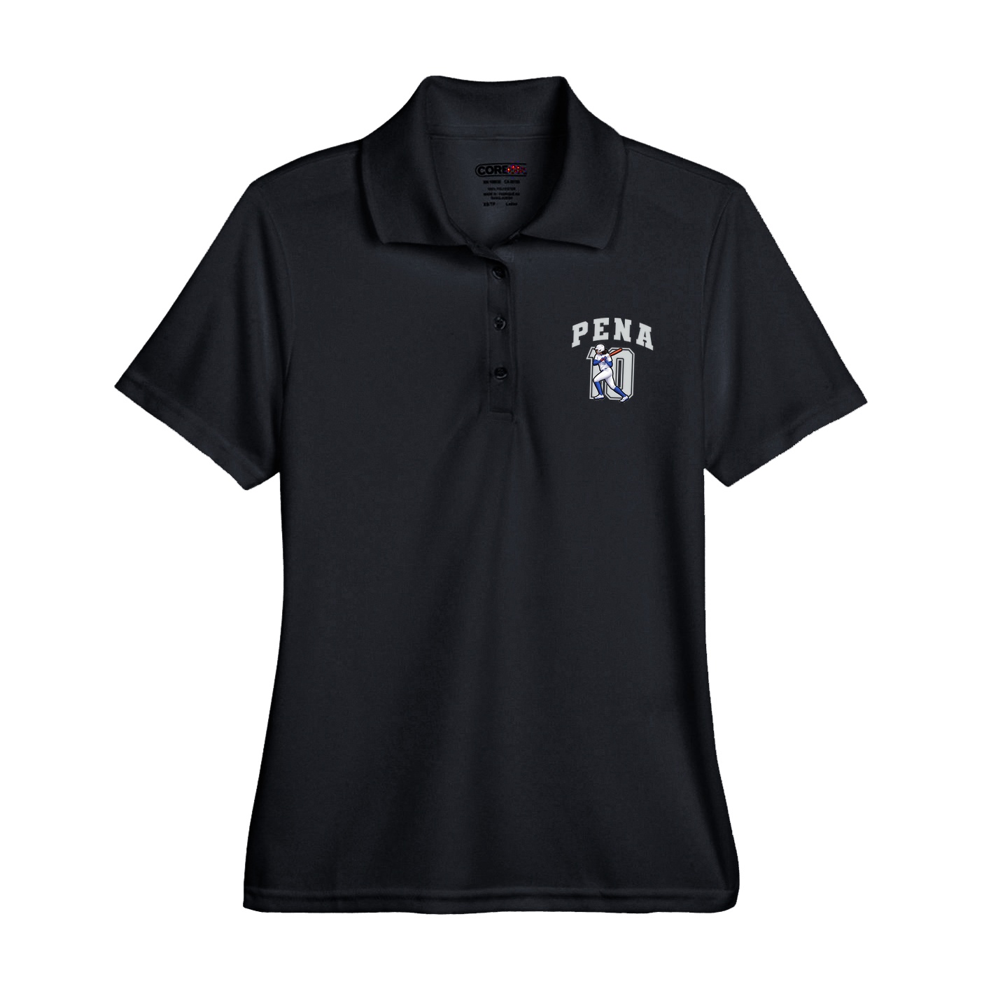 Womens Performance Polo — Number in Black