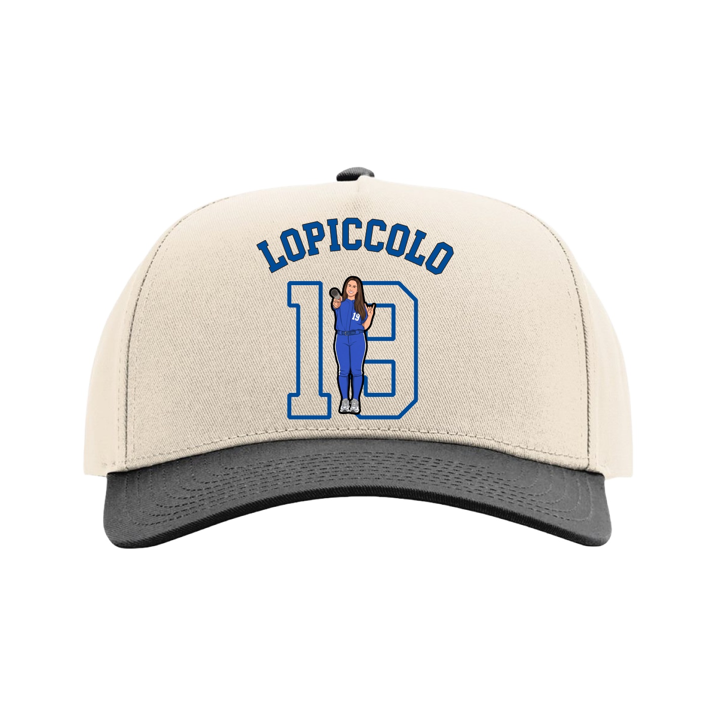 Full Fabric Five-Panel Champ Cap — Shirsey Arch in Cream/Black