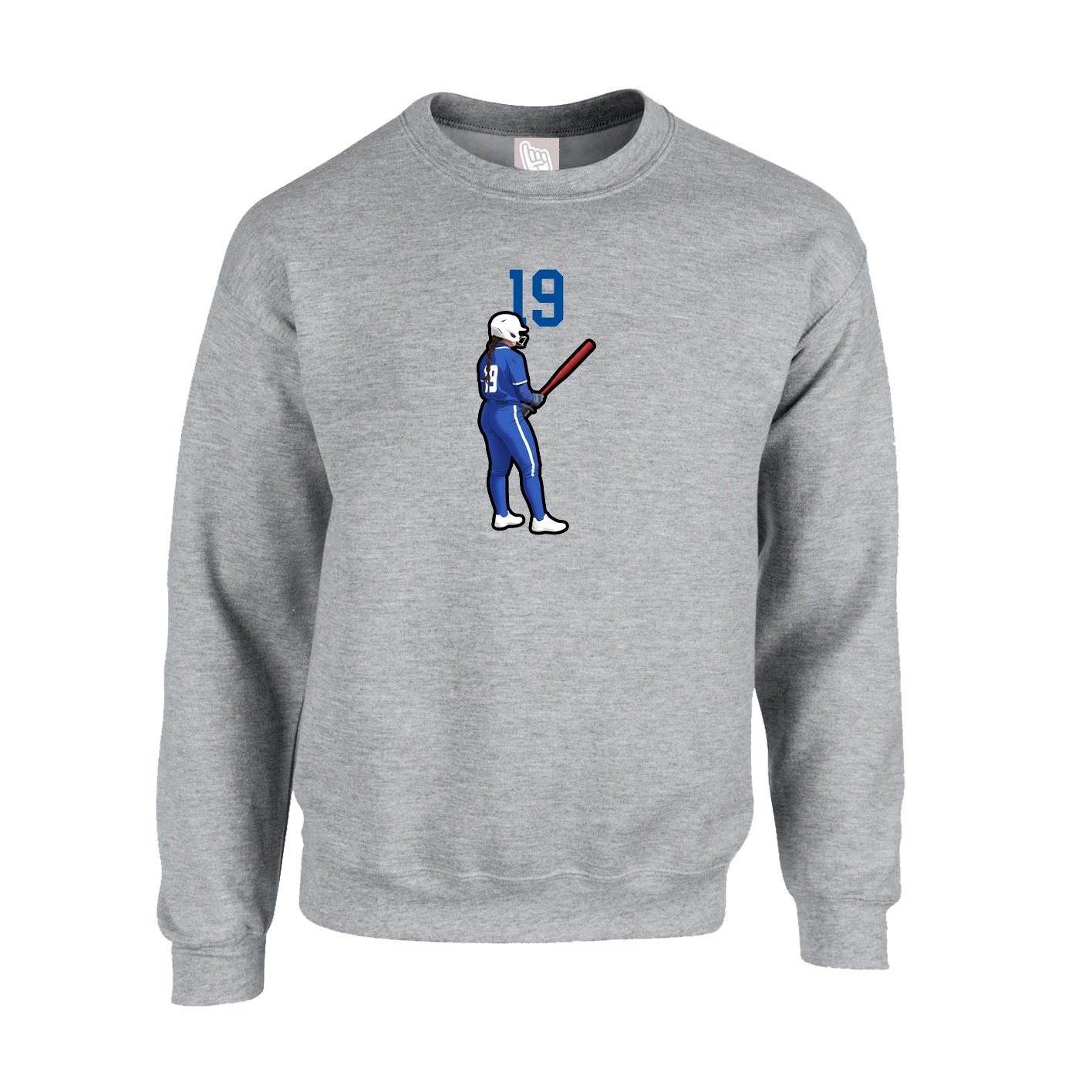 Fleece Crew — Number Top in Grey