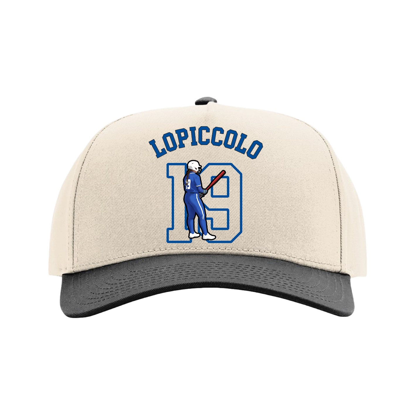 Full Fabric Five-Panel Champ Cap — Shirsey Arch in Cream/Black