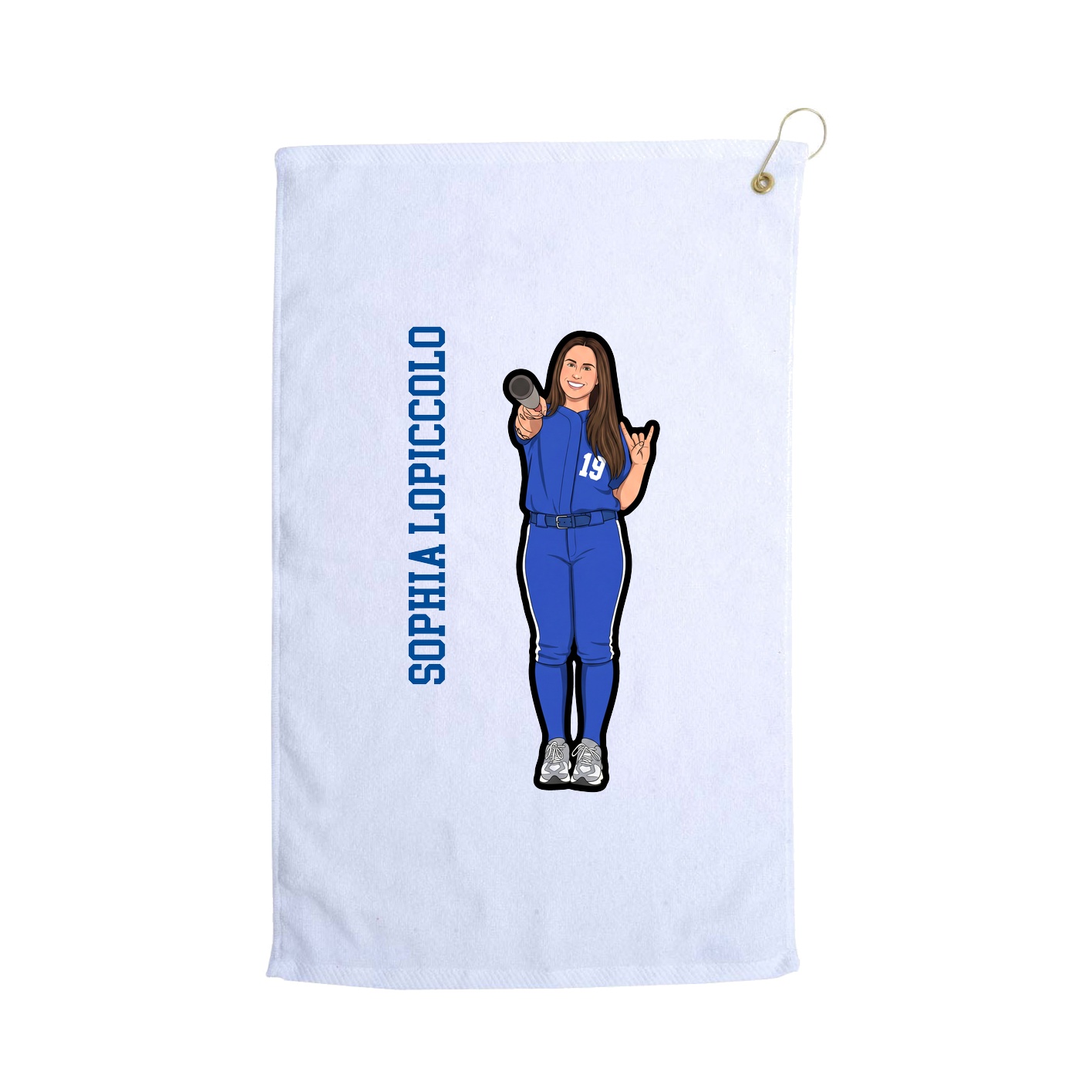 Golf Towel — Name Vertical in White