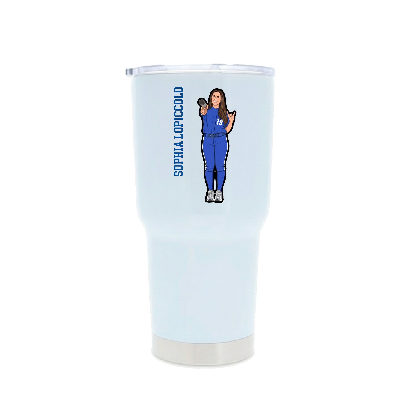 30oz Stainless Steel Tumbler — Name Vertical in White
