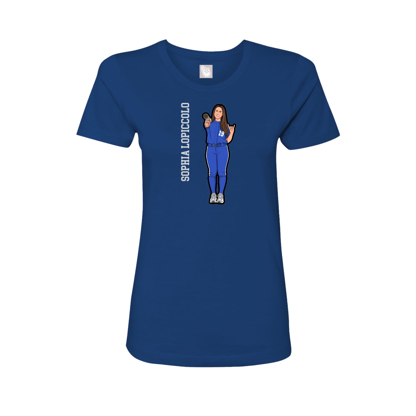 Womens Tee — Name Vertical in Royal