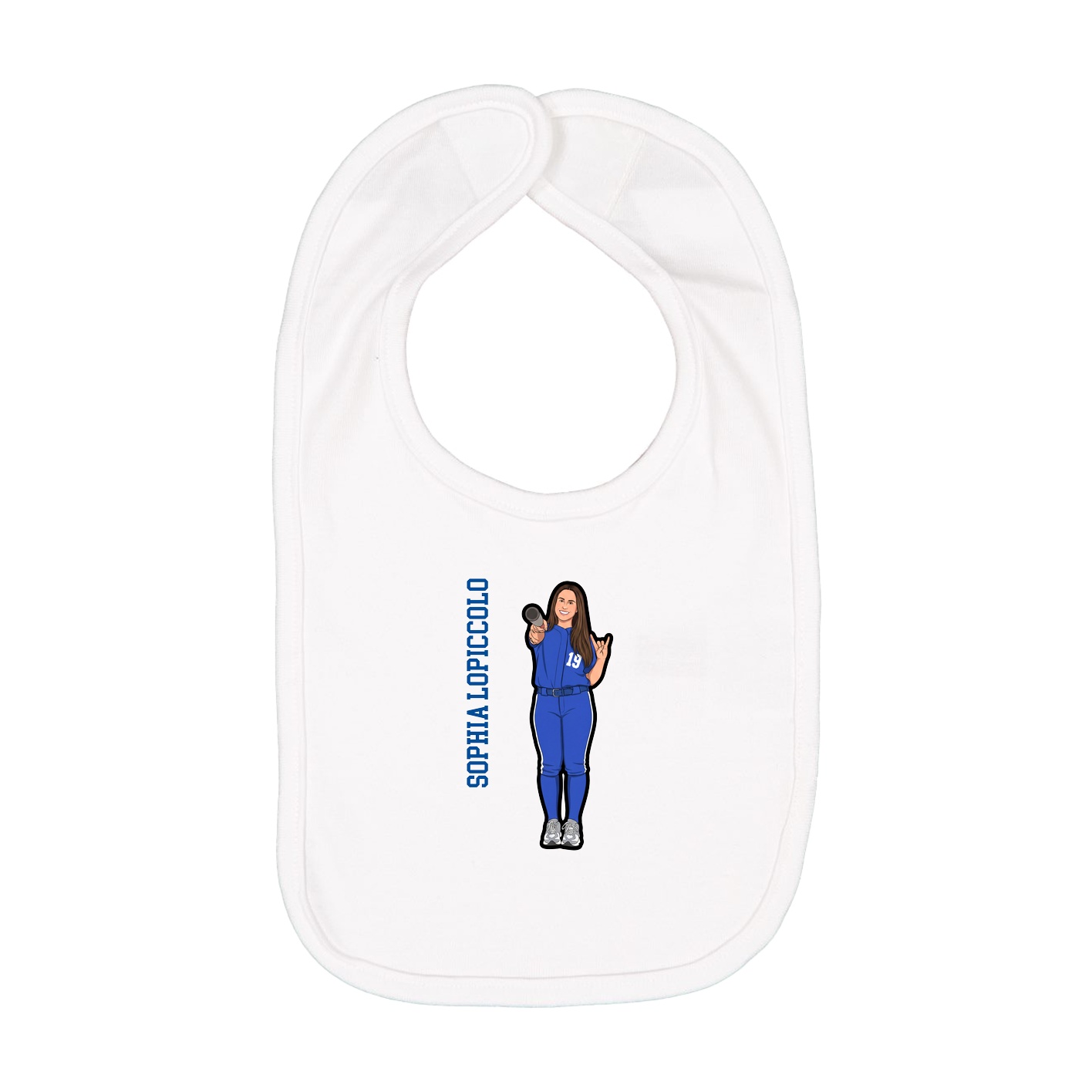 Infant Bib — Name Vertical in White