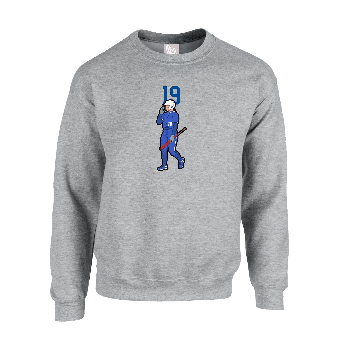 Fleece Crew — Number Top in Grey