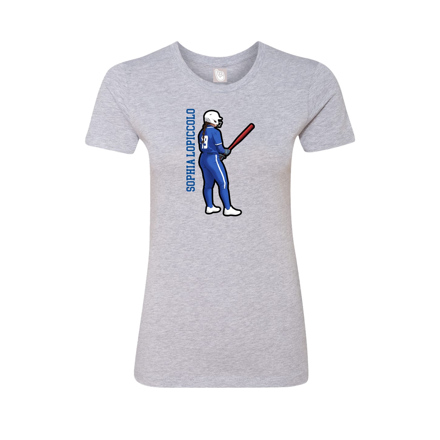 Womens Tee — Name Vertical in Grey