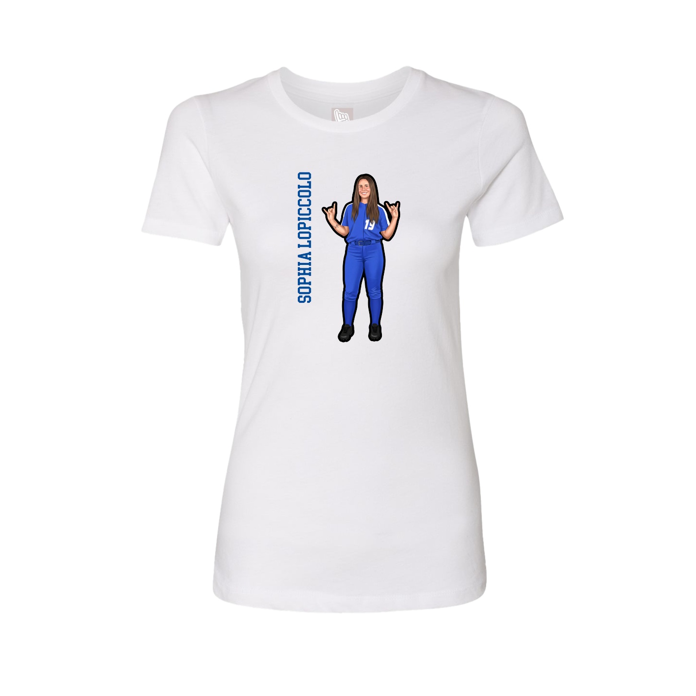 Womens Tee — Name Vertical in White