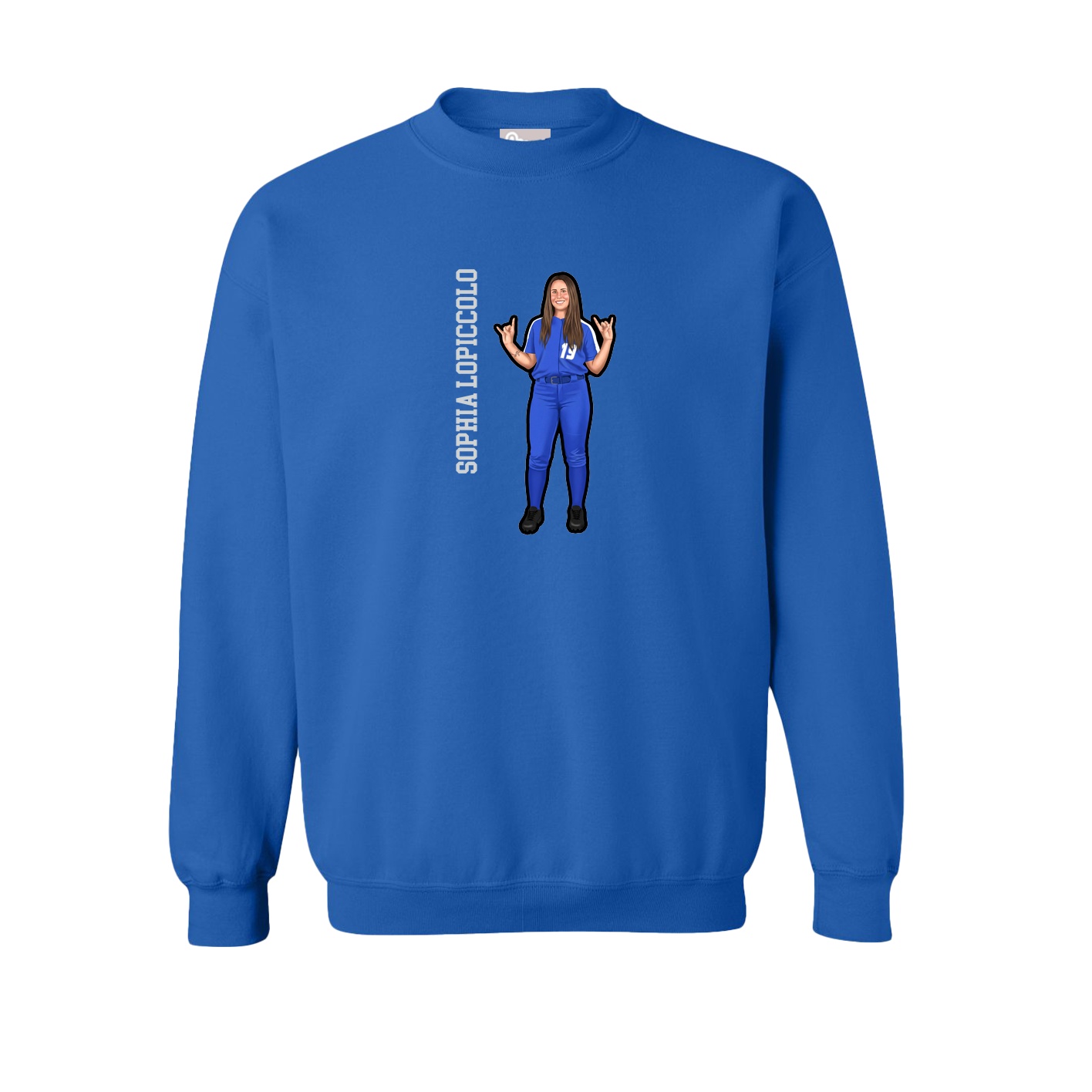 Fleece Crew — Name Vertical in Royal