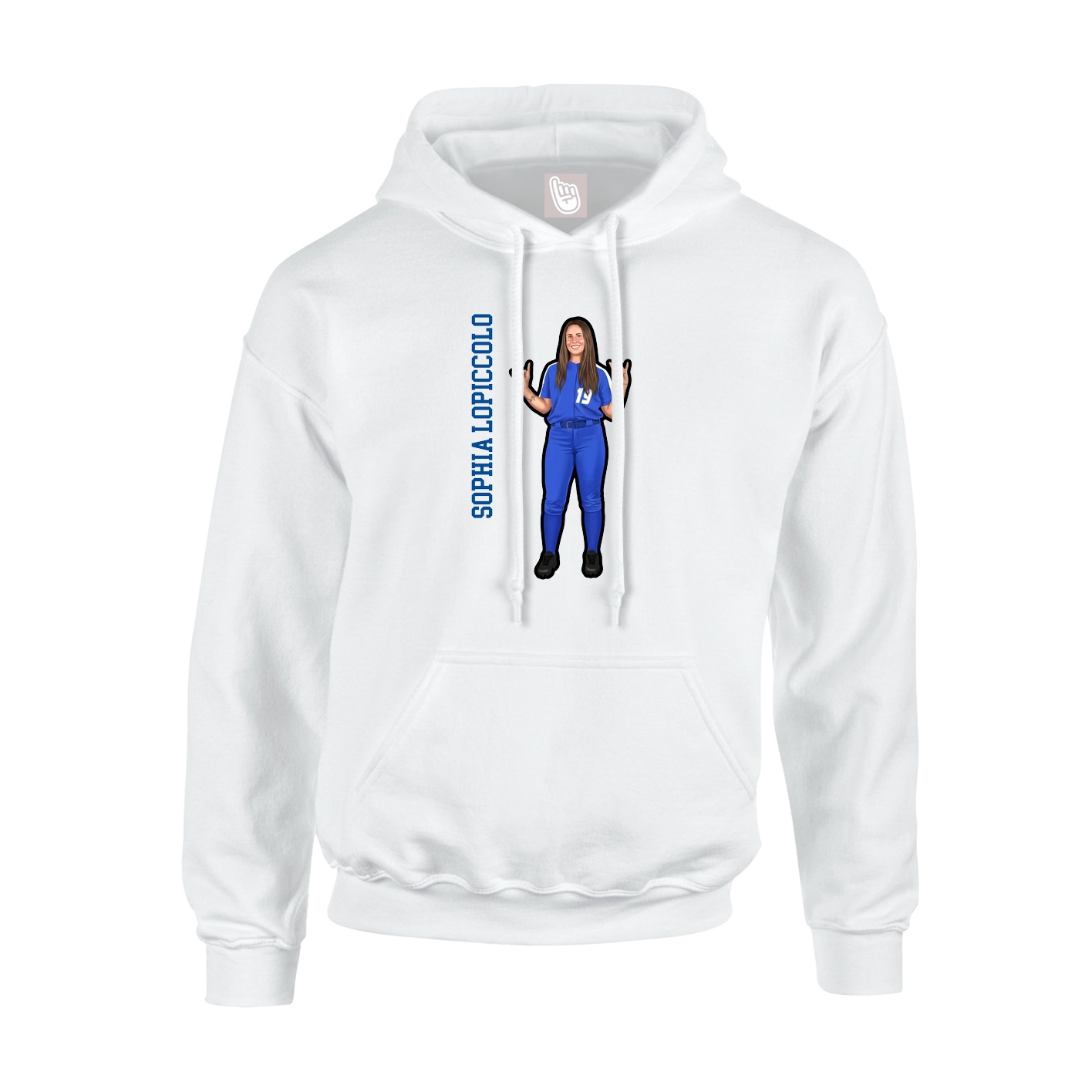 Youth Hoodie — Name Vertical in White