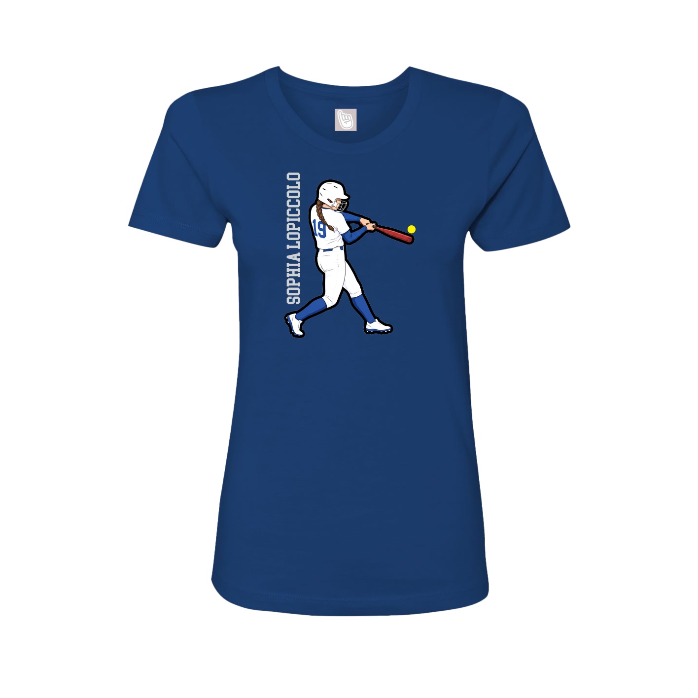 Womens Tee — Name Vertical in Royal