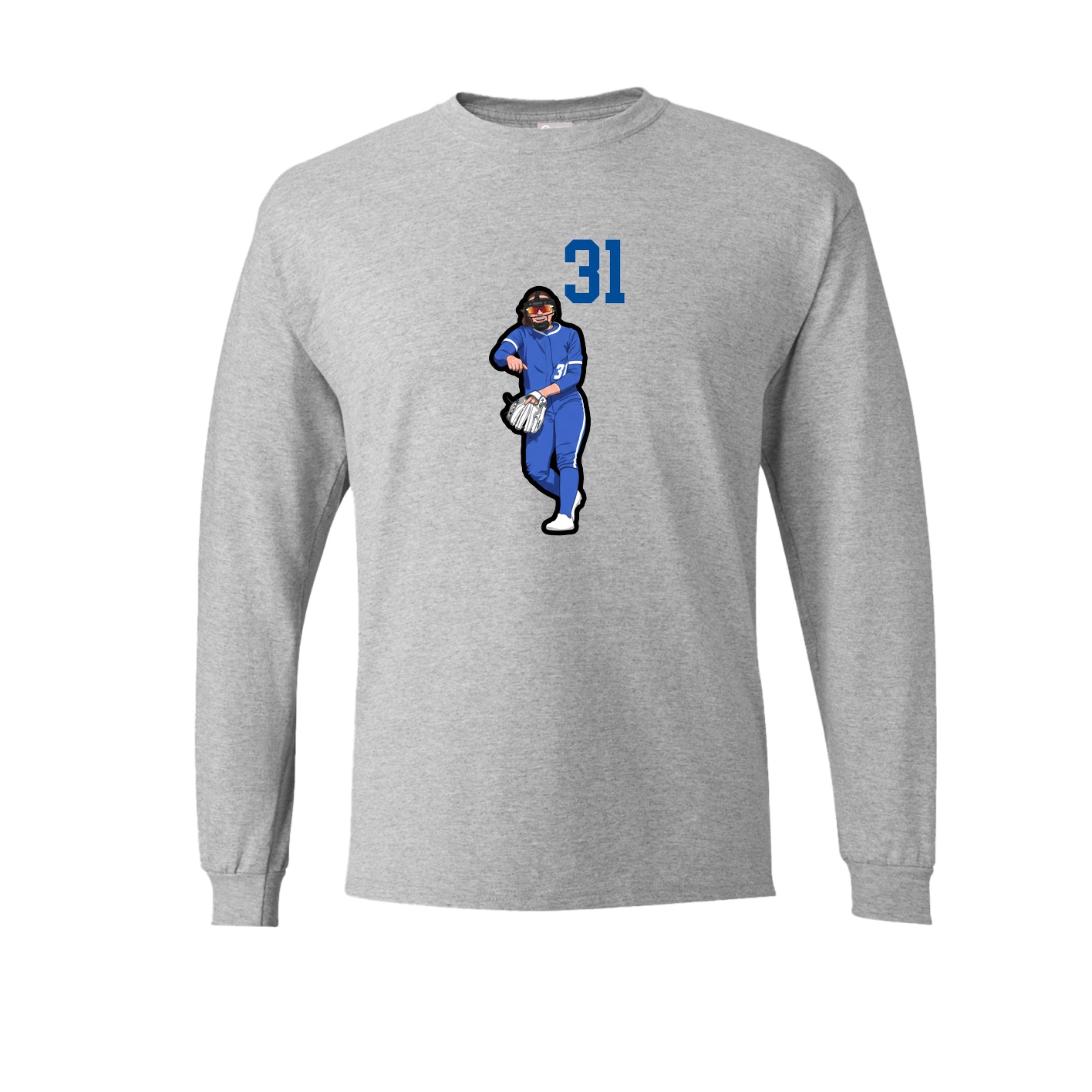 Long Sleeve Tee — Number Top in Grey