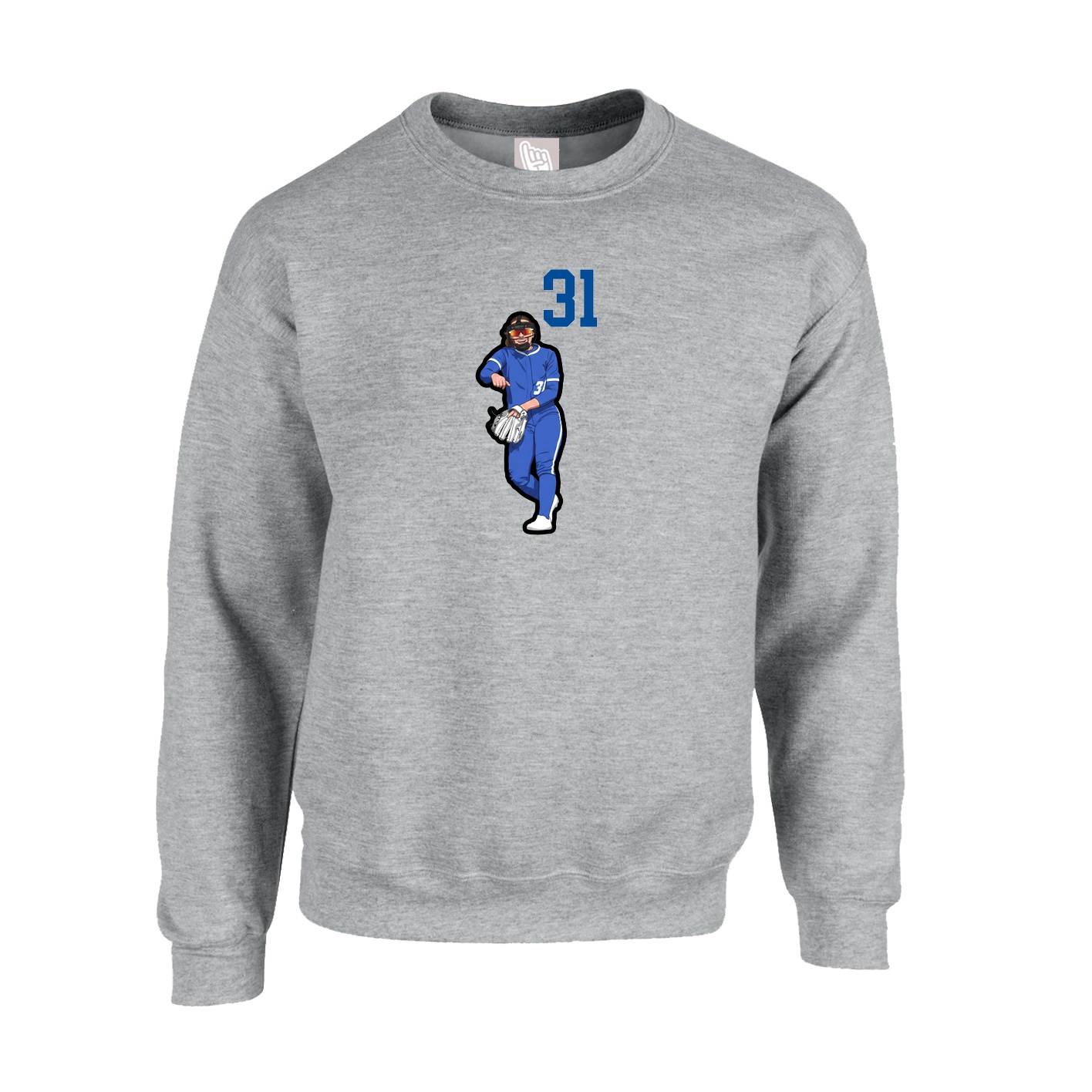 Fleece Crew — Number Top in Grey