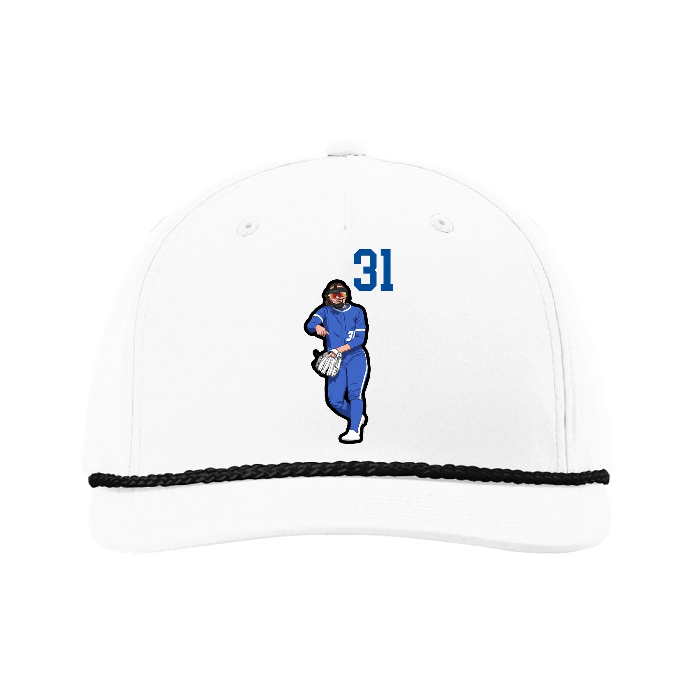 Five-Panel Classic Rope Cap — Number Top in White