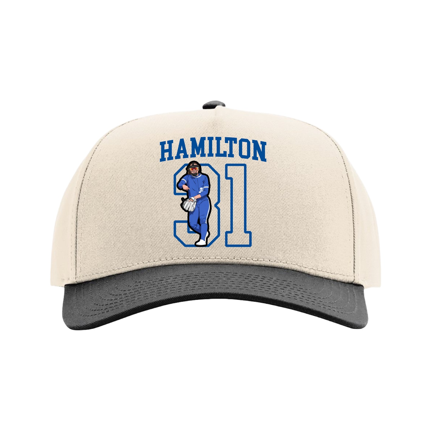 Full Fabric Five-Panel Champ Cap — Shirsey in Cream/Black