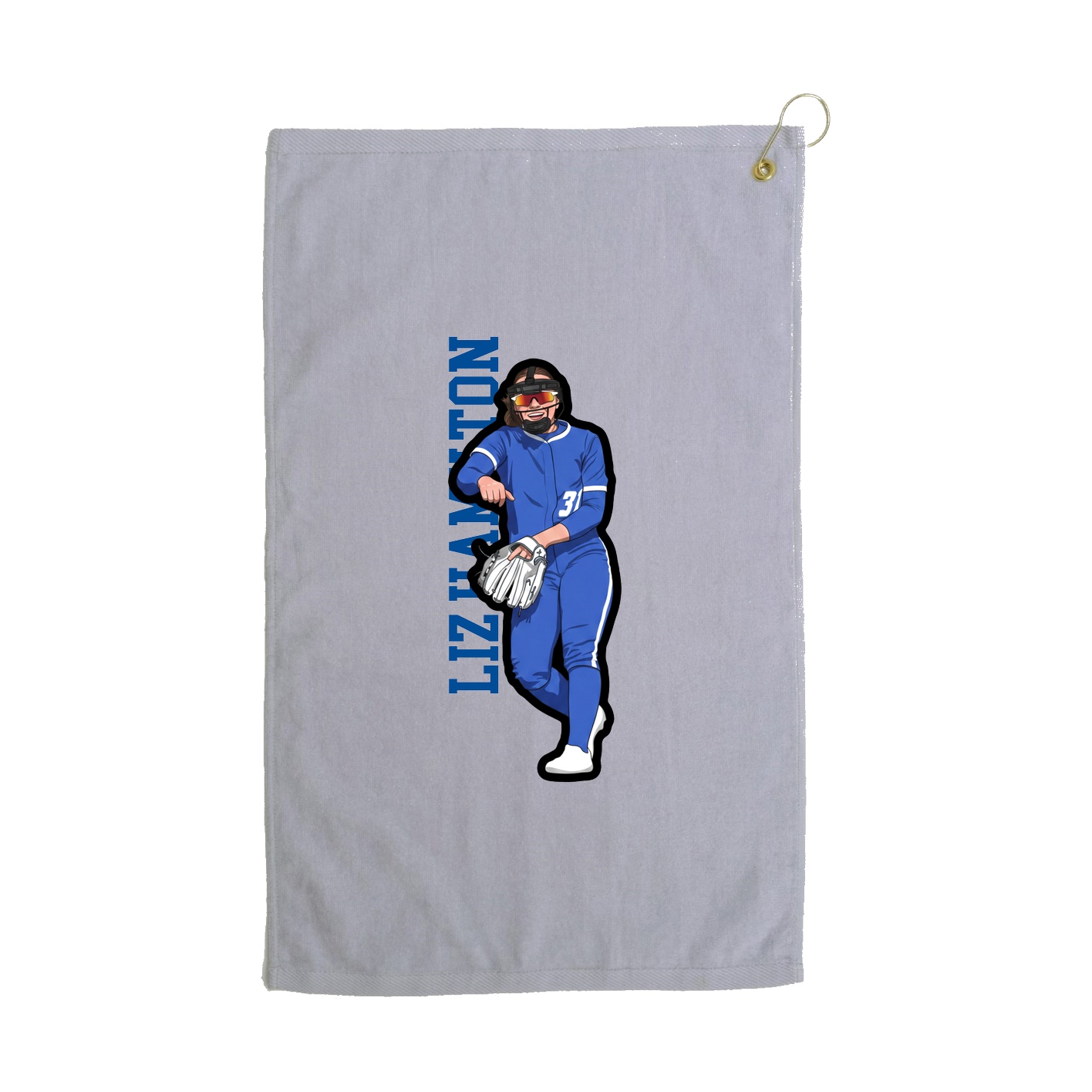Golf Towel — Name Vertical in Grey