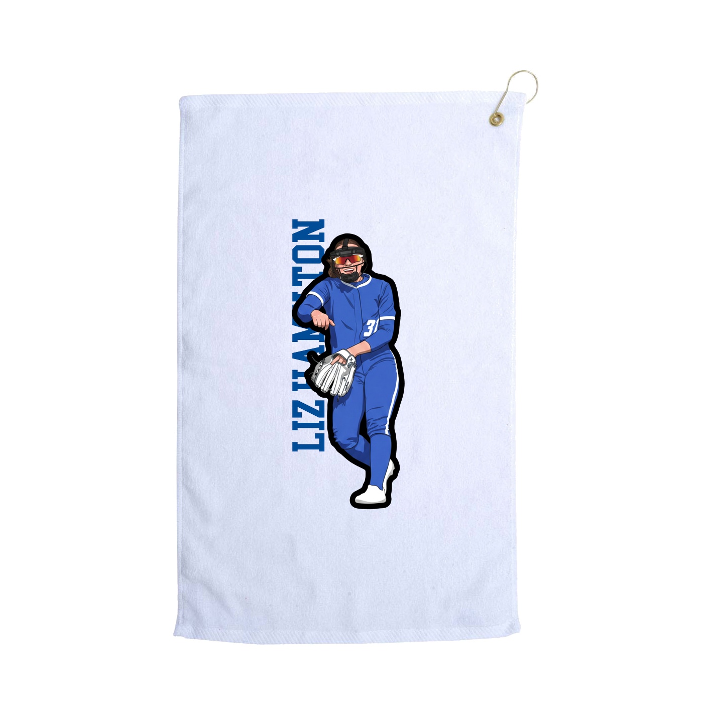 Golf Towel — Name Vertical in White