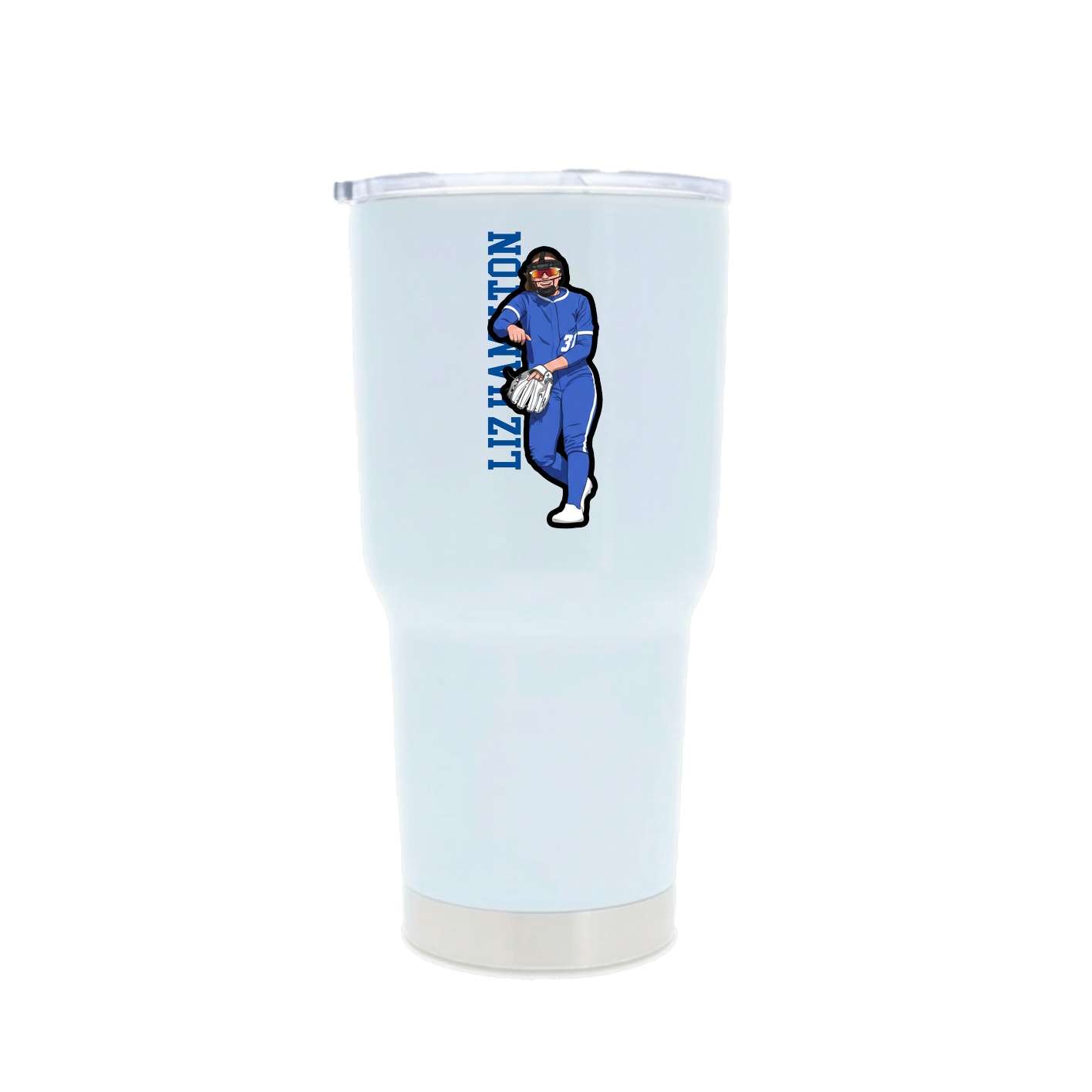 30oz Stainless Steel Tumbler — Name Vertical in White