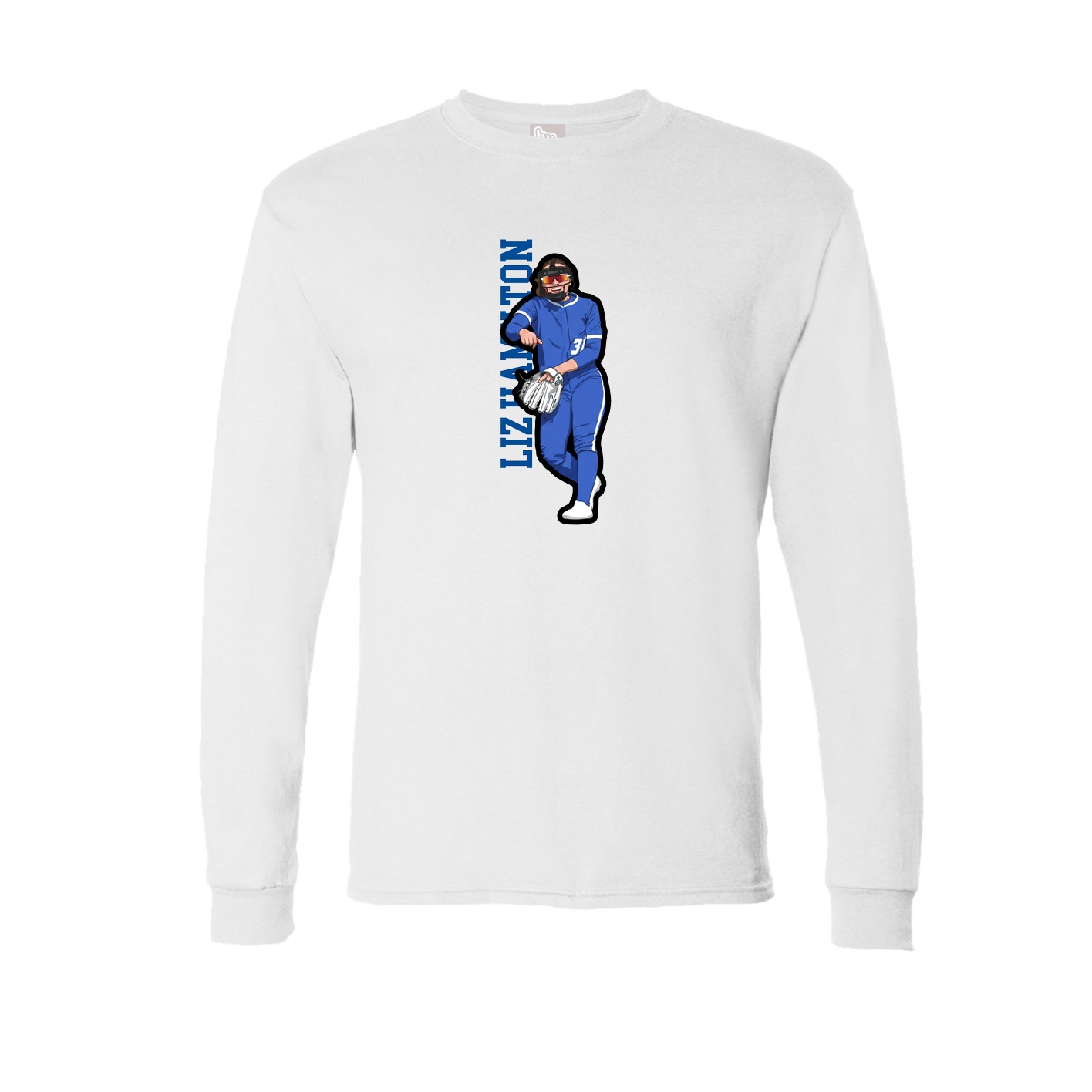 Long Sleeve Tee — Name Vertical in White