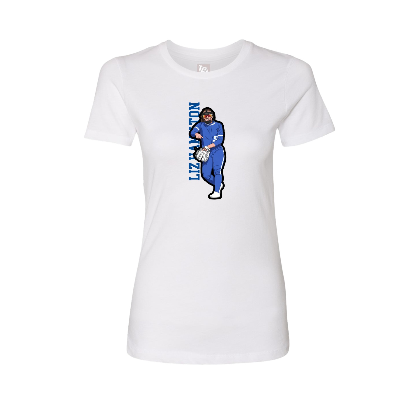 Womens Tee — Name Vertical in White