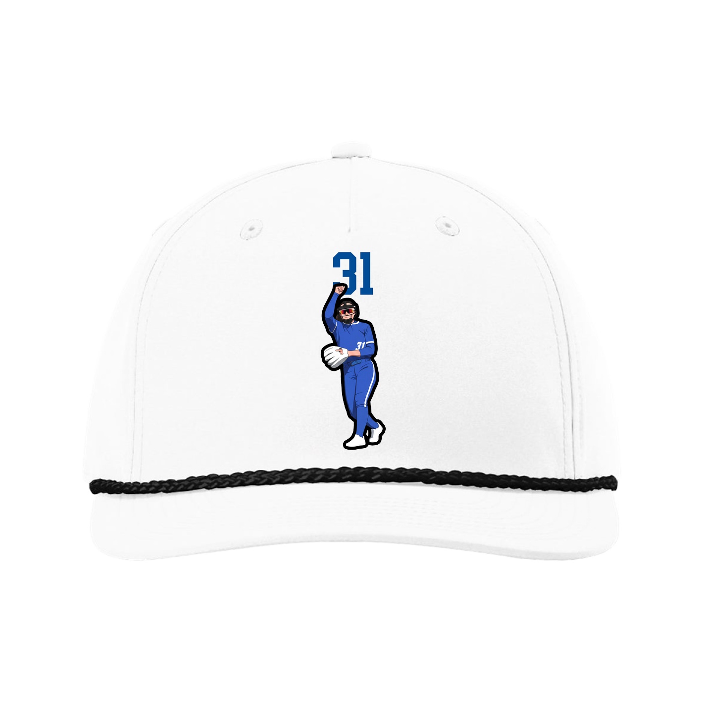 Five-Panel Classic Rope Cap — Number Top in White