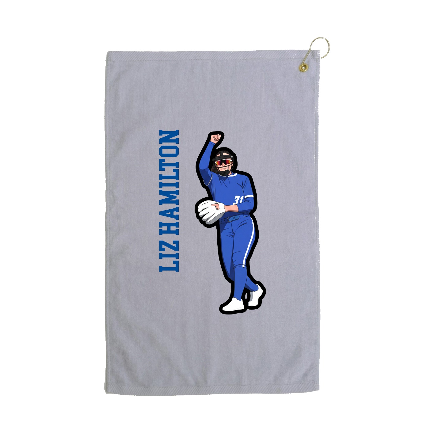 Golf Towel — Name Vertical in Grey