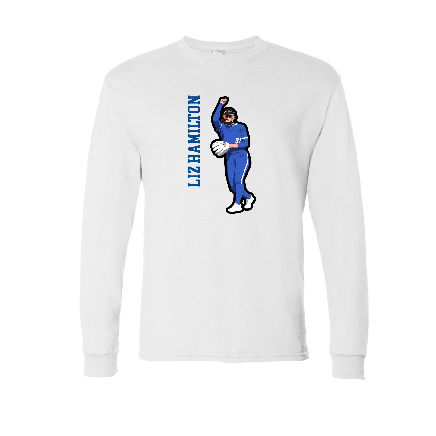 Long Sleeve Tee — Name Vertical in White