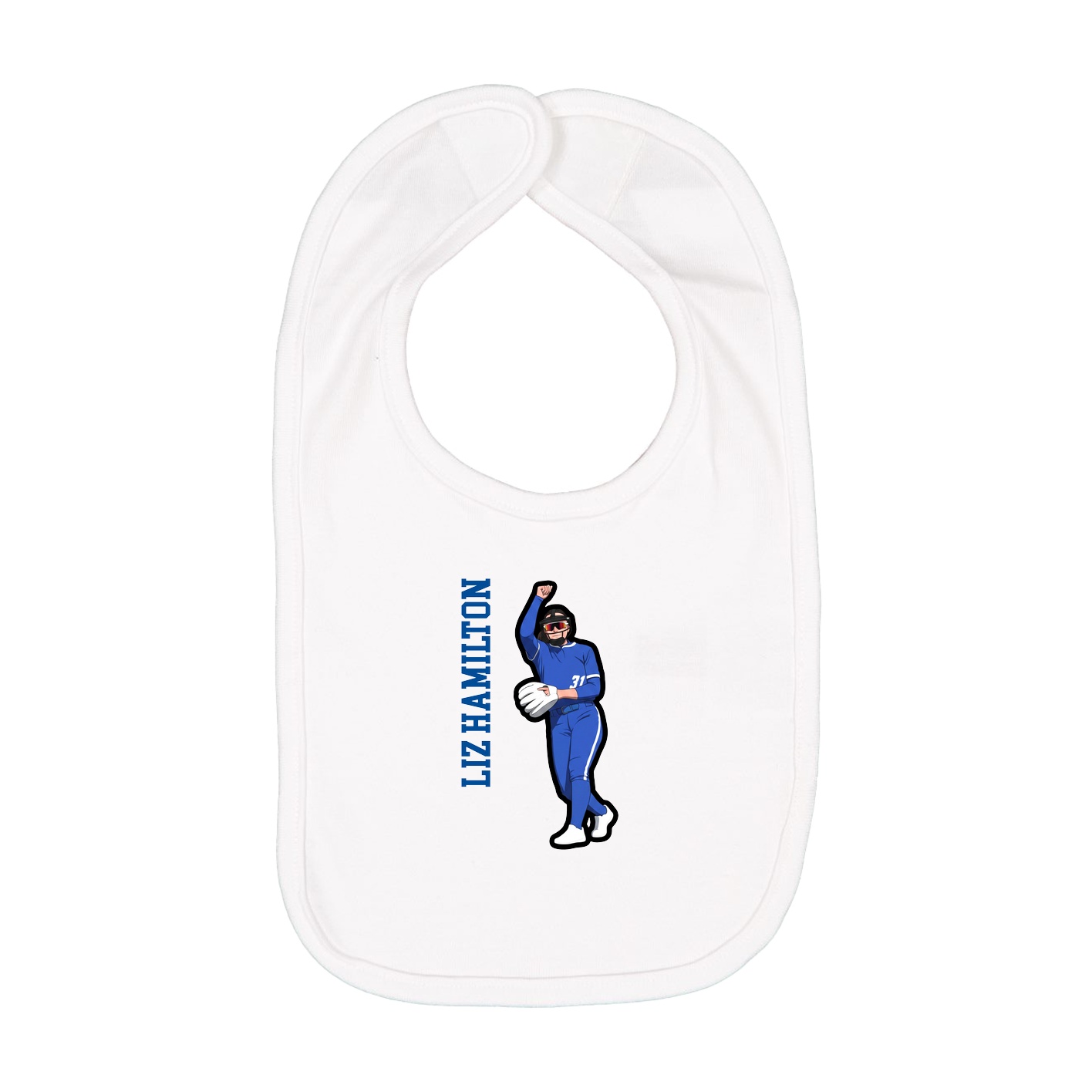 Infant Bib — Name Vertical in White