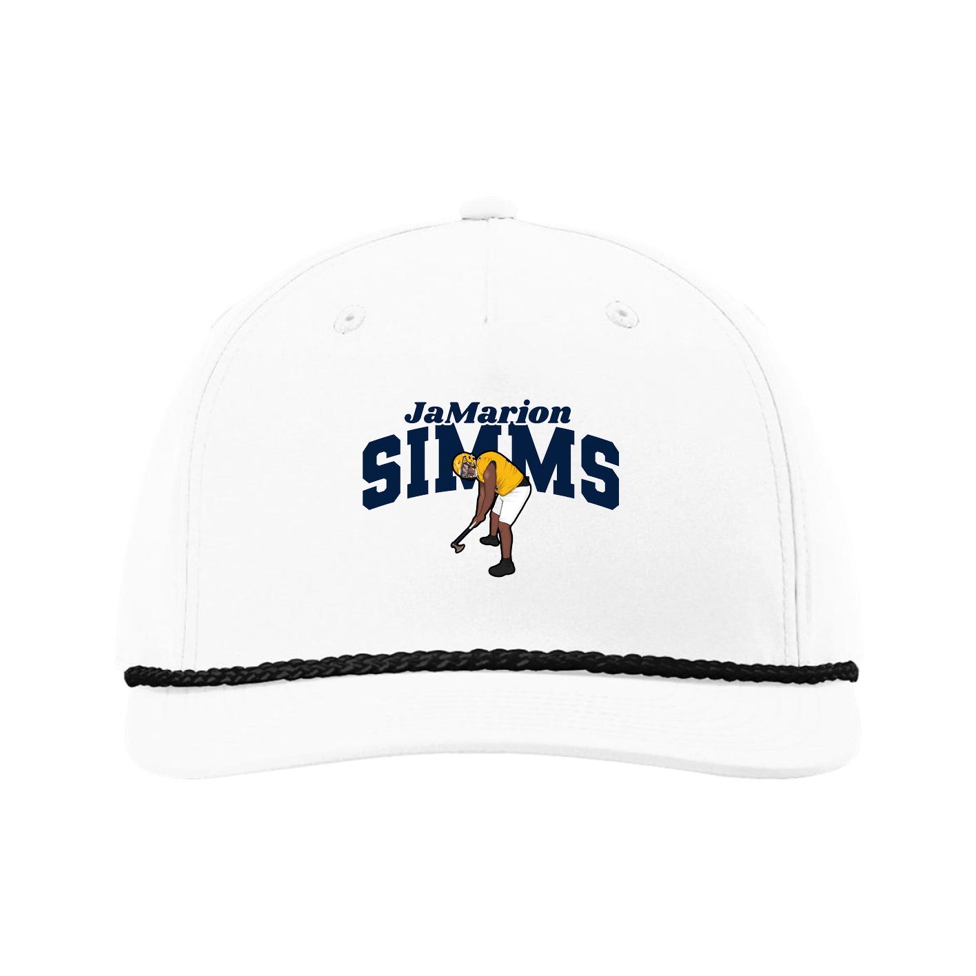 Five-Panel Classic Rope Cap — Signature Arch in White