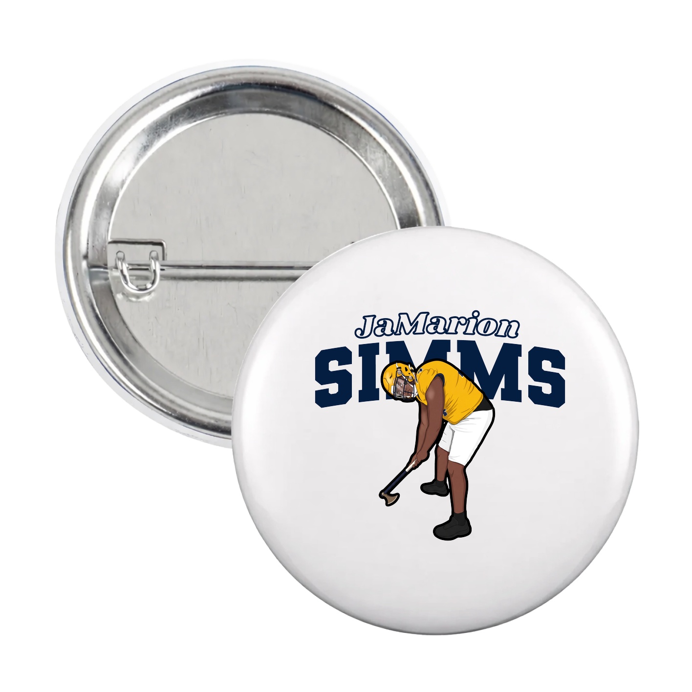 Game Day Button — Name Arch in White