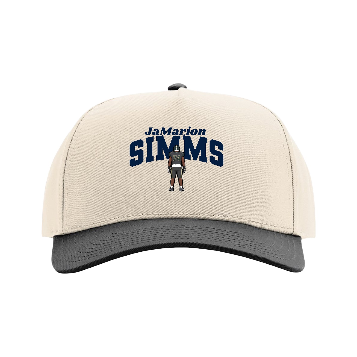 Full Fabric Five-Panel Champ Cap — Signature Arch in Cream/Black