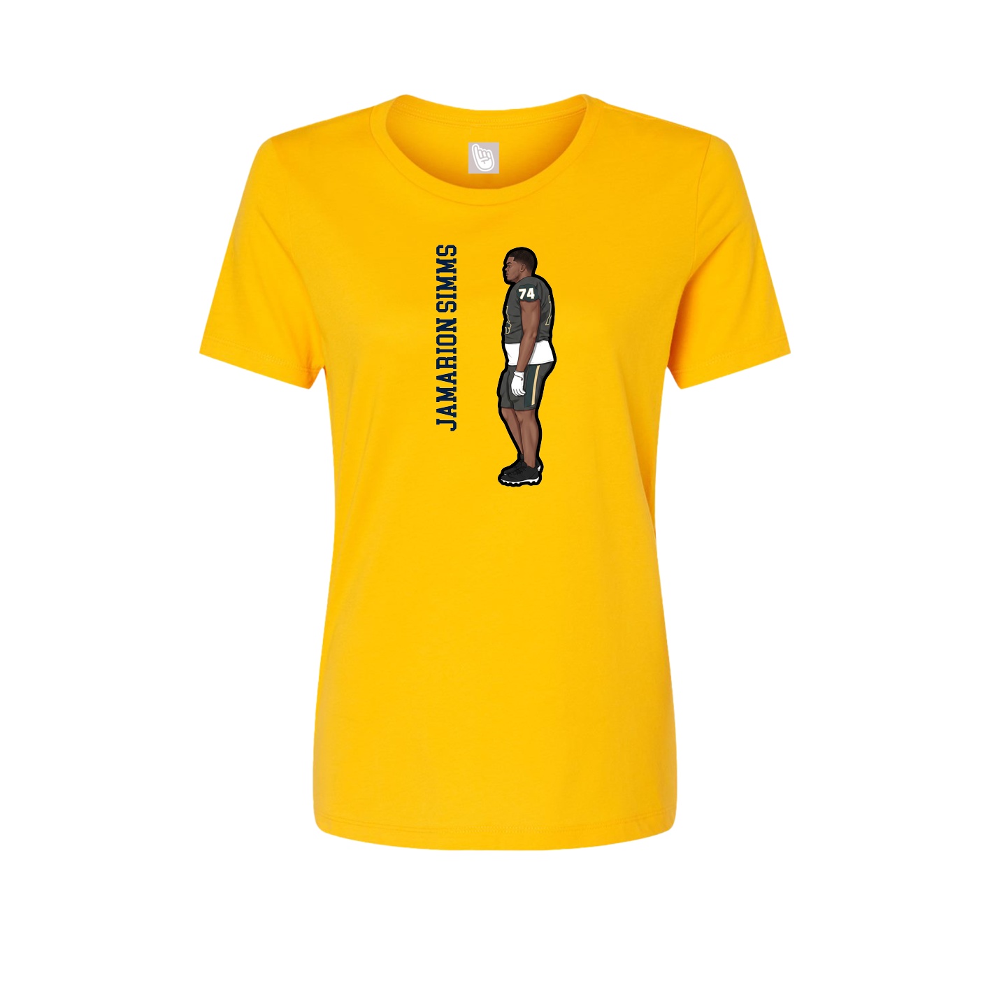 Fitted Women's Tee — Name Vertical in Gold