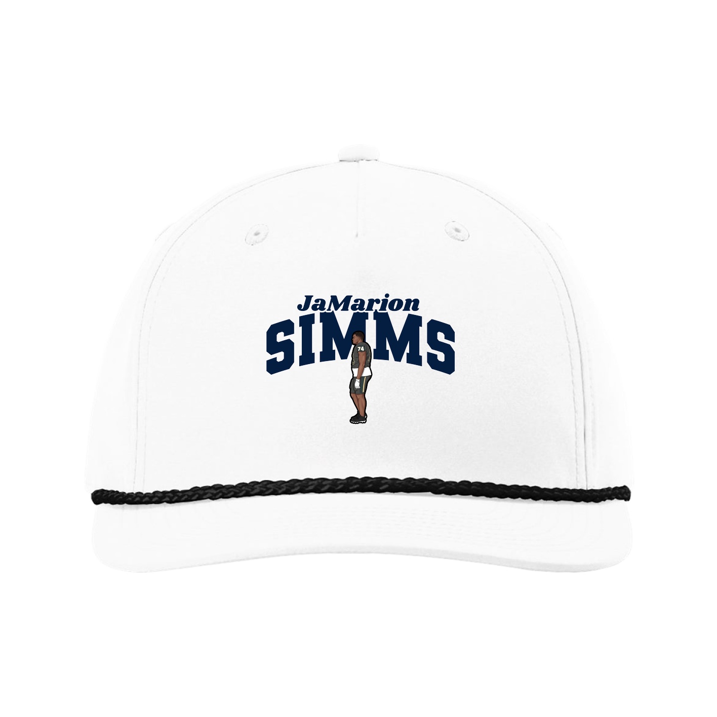 Five-Panel Classic Rope Cap — Signature Arch in White